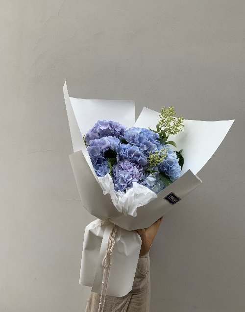 블루수국 꽃다발